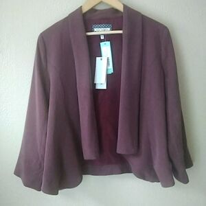 Noe Heights Purple Blazer, NWT  Draping Front Burgundy Jacket, Size Small